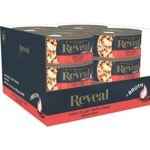 Reveal Natural Limited Ingredient Grain-Free Tuna Fillet with Crab in Broth Wet Cat Food, 5.5oz, case of 12