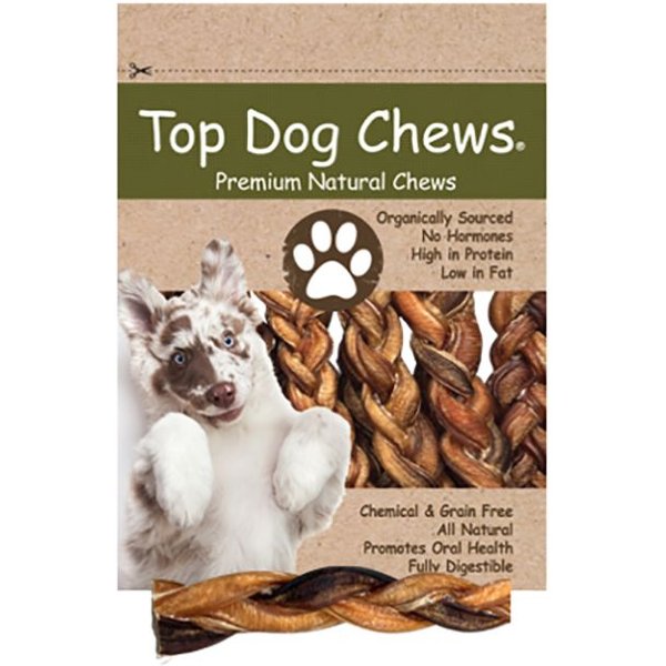 Top Dog Chews Braided Bully Sticks Dog Treats, 6-in, case of 5