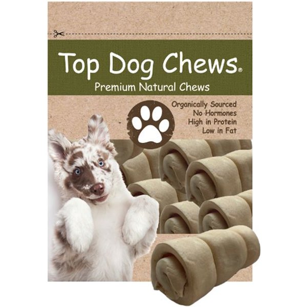 TOP DOG CHEWS Mini Cheek Rolls Rawhide Dog Treats, 3in, case of 5
