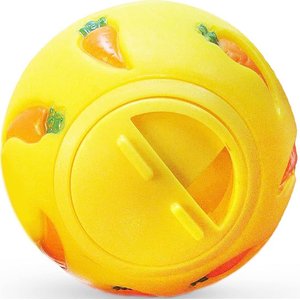 SunGrow Rabbit Enrichment Small Pet Carrot Treat Dispensing Ball Toy, Yellow, 3-in