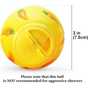 SunGrow Rabbit Enrichment Small Pet Carrot Treat Dispensing Ball Toy, Yellow, 3-in