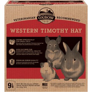 Oxbow Western Timothy Hay Small Animal Food, 9-lb bag, bundle of 2