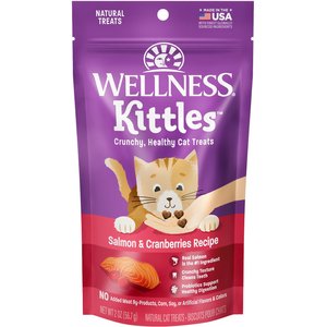 Wellness Kittles Grain-Free Salmon & Cranberries Recipe Crunchy Cat Treats, 2-oz bag