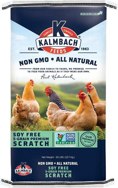 Kalmbach Feeds All Natural Non-GMO, Soy Free 5 Grain Premium Scratch Chicken Feed, 50-lb bag, bundle of 2 slide 1 of 6