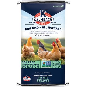 Kalmbach Feeds All Natural Non-GMO, Soy Free 5 Grain Premium Scratch Chicken Feed, 100-lb bag