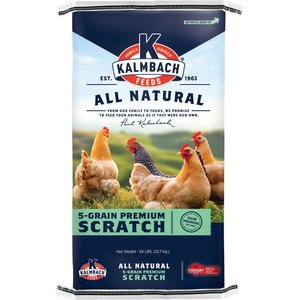 Kalmbach Feeds All Natural 5-Grain Premium Scratch Chicken Feed, 50-lb bag, bundle of 2