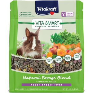 Vitakraft VitaSmart Complete Nutrition Natural Foraging Blend Rabbit Food, 4-lb bag, bundle of 2