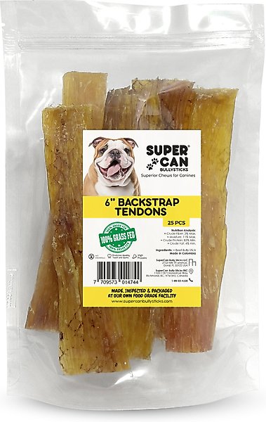 SuperCan Bully Sticks 6-in BackStrap Tendon Dog Treats, 25 count slide 1 of 5