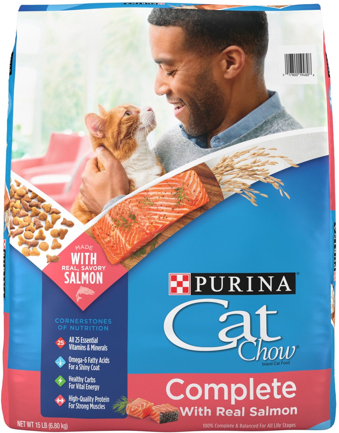 CAT CHOW Complete High Protein Salmon Dry Cat Food, 15lb bag