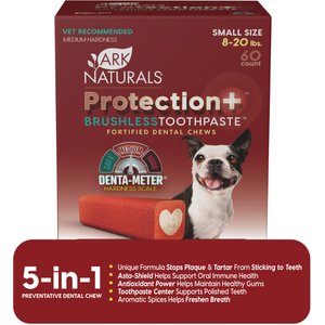 Ark Naturals Protection+ Brushless Toothpaste Small Dental Dog Treats, 60 count