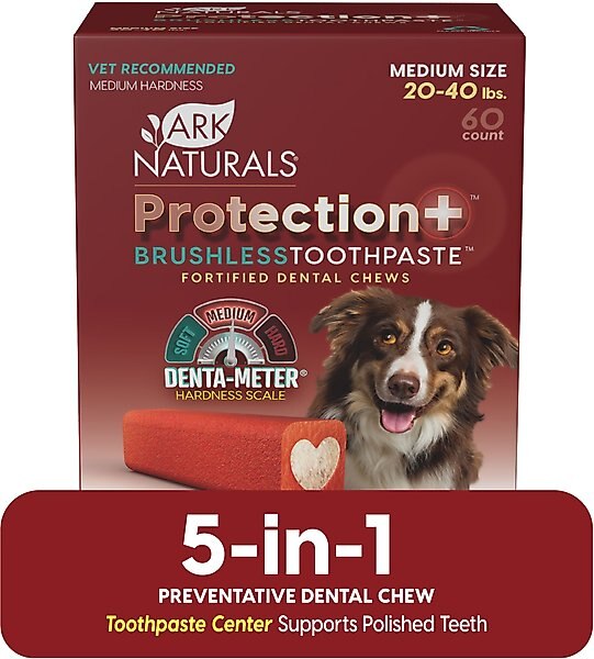 Ark Naturals Protection+ Brushless Toothpaste Medium Dental Dog Treats, 60 count slide 1 of 8