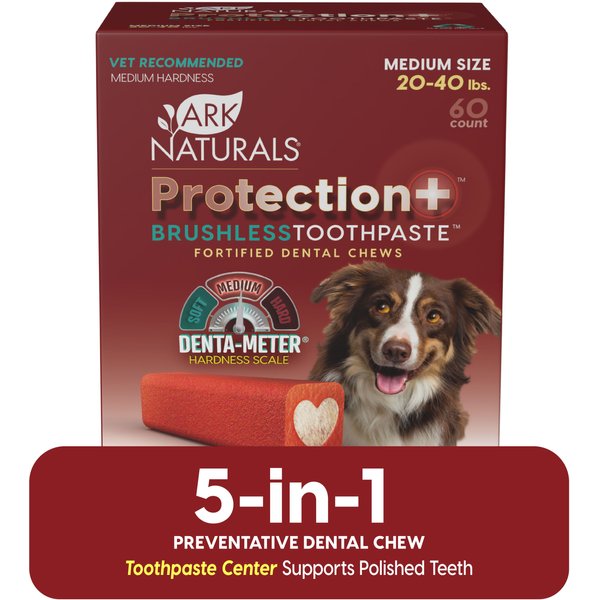 Ark Naturals Protection+ Brushless Toothpaste Small Dental Dog Treats, 60 count