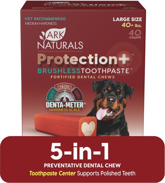 Ark Naturals Protection+ Brushless Toothpaste Large Dental Dog Treats, 40 count slide 1 of 7