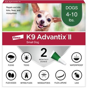 K9 Advantix II Flea & Tick Spot Treatment for Dogs, 4-10 lbs, 2 Doses (2-mos. supply)