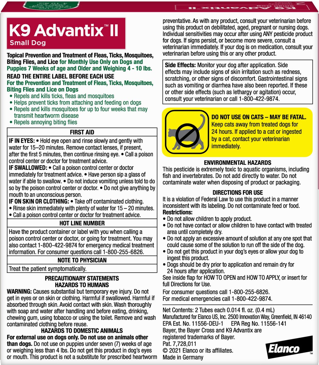 K9 Advantix II Flea Tick Spot Treatment for Dogs 4 10 lbs