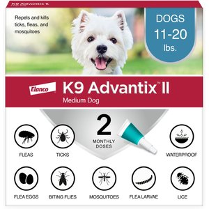 K9 Advantix II Flea & Tick Spot Treatment for Dogs, 11-20 lbs, 2 Doses (2-mos. supply)