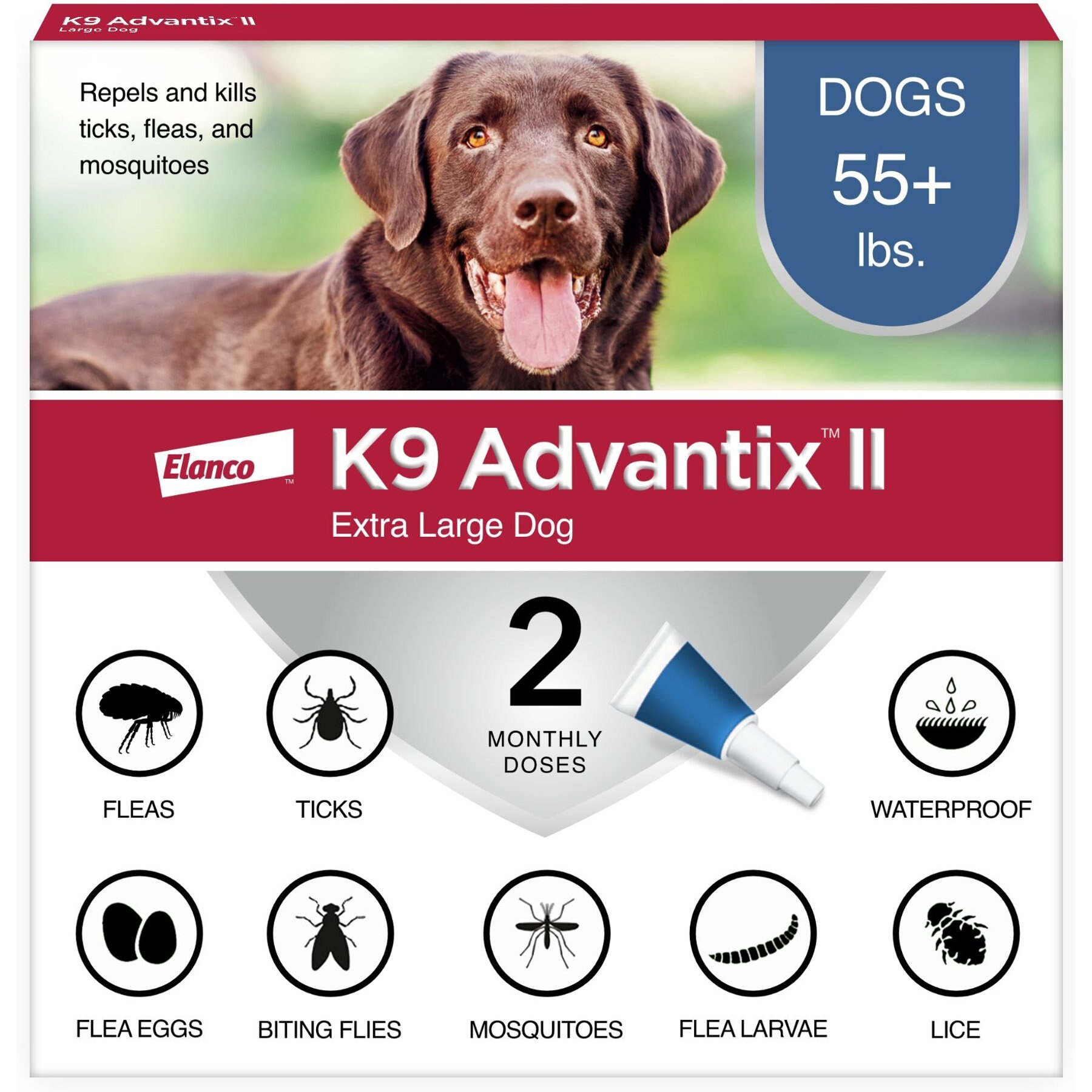 K9 ADVANTIX II Flea Tick Spot Treatment for Dogs over 55 lbs 6 Doses 6 mos. supply Chewy