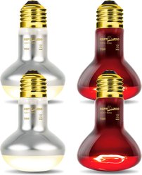 REPTI ZOO Basking Spot Lamp & Nocturnal Infrared Heat Lamp-75W Reptile Bulb, Multicolor, 4 count