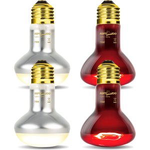 REPTI ZOO Basking Spot Lamp & Nocturnal Infrared Heat Lamp-75W Reptile Bulb, Multicolor, 4 count