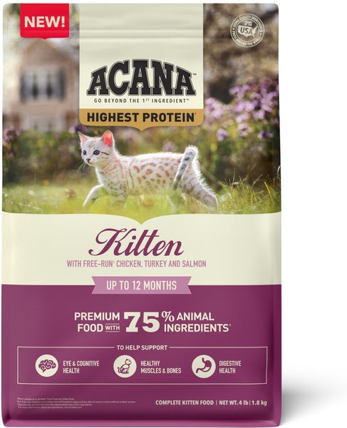 ACANA Highest Protein Grain Free Dry Kitten Food 4 lb bag Chewy