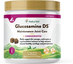 NaturVet Maintenance Care Glucosamine DS Soft Chews Joint Supplement for Dogs & Cats, 120 count slide 1 of 6