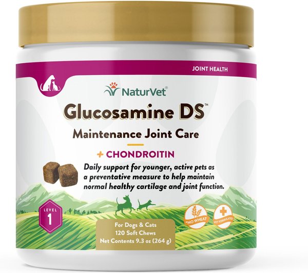 NaturVet Maintenance Care Glucosamine DS Soft Chews Joint Supplement for Dogs & Cats, 120 count slide 1 of 6
