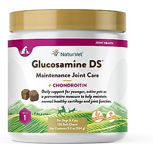NaturVet Maintenance Care Glucosamine DS Soft Chews Joint Supplement for Dogs & Cats, 120 count