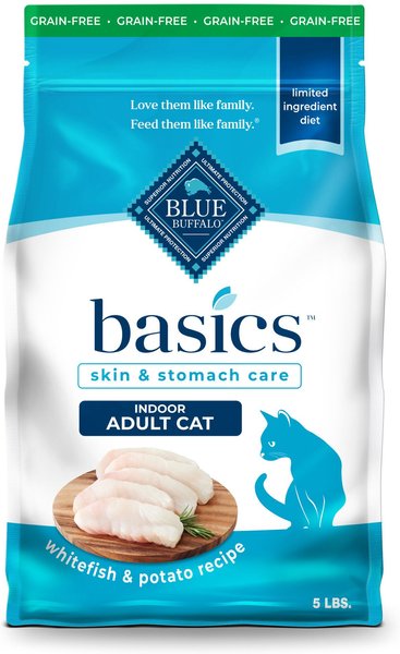 BLUE BUFFALO Basics Skin Stomach Care Grain Free Fish Potato Recipe Dry Cat Food 5 lb bag Chewy