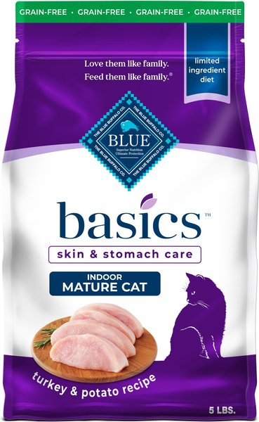 BLUE BUFFALO Basics Skin & Stomach Care Grain-Free Formula Turkey ...