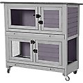 Aivituvin-AIR77 Outdoor Indoor w/Wheels Small Pet Hutch, Grey