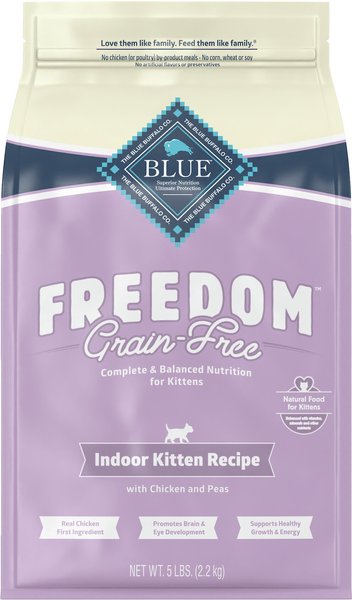 Blue Buffalo Freedom Indoor Kitten Chicken Recipe Grain-Free Dry Cat Food, 5-lb bag slide 1 of 9