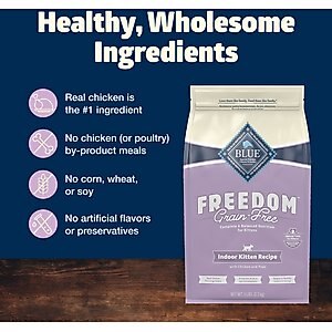 Blue Buffalo Freedom Indoor Kitten Chicken Recipe Grain-Free Dry Cat Food, 5-lb bag