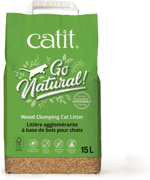 Catit Go Natural Wood Clumping Cat Litter, 16.5-lb bag slide 1 of 4