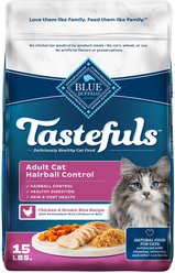 Blue Buffalo Tastefuls Hairball Control Natural Chicken & Brown Rice Recipe Adult Dry Cat Food, 15-lb bag