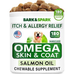 Bark&Spark Omega 3 Skin & Coat Salmon Oil Chews for Dogs Salmon Flavor, 180 count