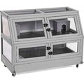 Aivituvin-AIR58 Two Level Guinea Pig & Hamster Cage with Wheels, Gray