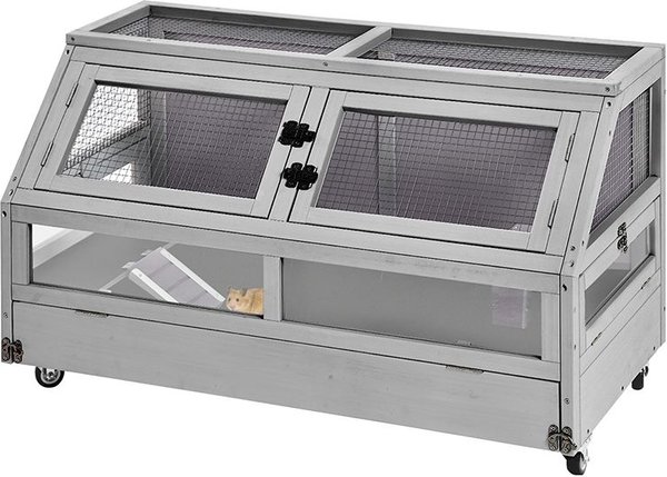 Aivituvin-AIR62 Large Guinea Pig Cage & Wooden Habitat, Gray slide 1 of 7
