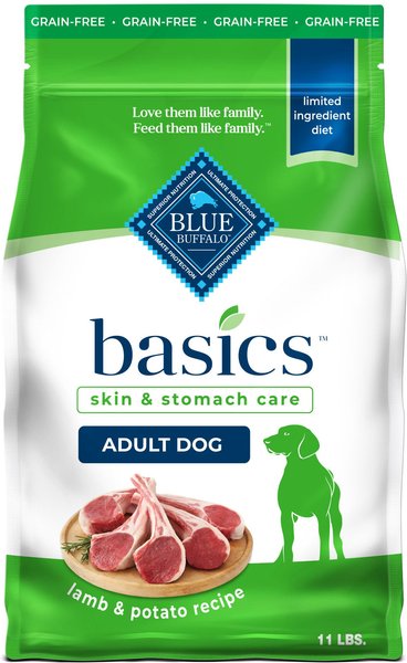 BLUE BUFFALO Basics Skin & Stomach Care Adult Grain-Free Lamb & Potato ...