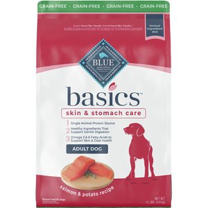 Blue Buffalo Basics Skin & Stomach Care Grain-Free Formula Salmon & Potato Recipe Adult Dry Dog Food, 11-lb bag