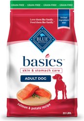 Blue Buffalo Basics Skin & Stomach Care Grain-Free Formula Salmon & Potato Recipe Adult Dry Dog Food, 22-lb bag