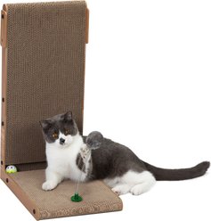 Coziwow L-Shaped Cat Scratcher Toy with Catnip, Walnut