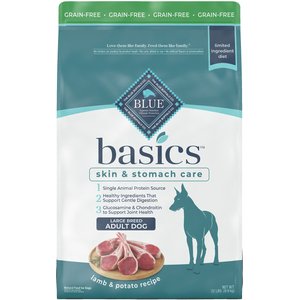 Blue Buffalo Basics Skin & Stomach Care Grain-Free Formula Lamb & Potato Recipe Large Breed Adult Dry Dog Food, 22-lb bag