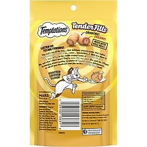 Temptations Tender Fills Roasted Chicken Flavor Soft & Crunchy Cat Treats, 2.1-oz pouch