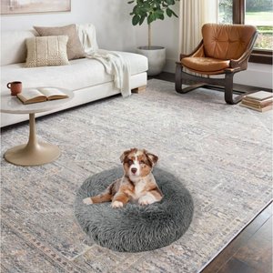 Archstone Pets Bolster Round Donut Cat & Dog Bed, Gray, Small