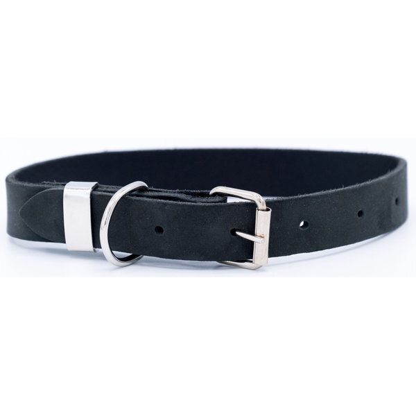 EURODOG Zen Style Leather Dog Collar, Midnight Black, Small