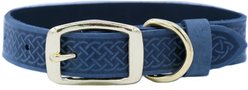 Euro-Dog Celtic Gold Style Leather Dog Collar, Blue Jeans, Large