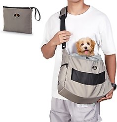 Ownpets Foldable Sling Carrier for Puppies, Small Dogs & Cats, Grey