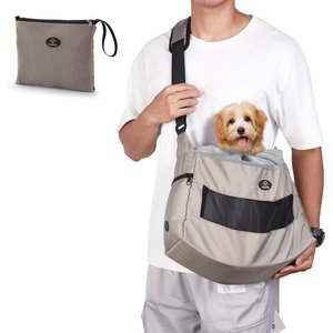 Ownpets Foldable Sling Carrier for Puppies, Small Dogs & Cats, Grey