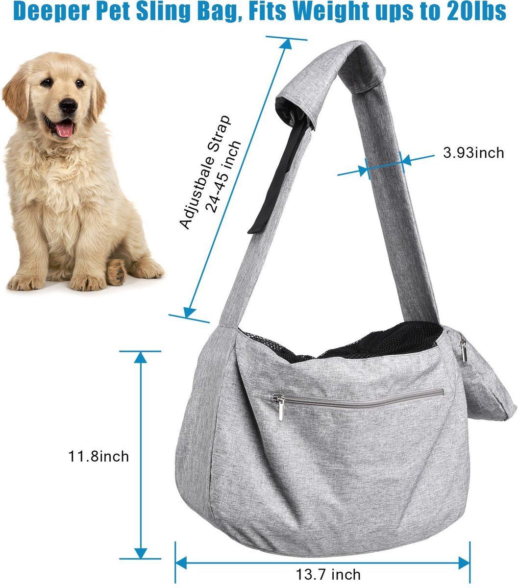 Ownpets 10-25-lbs. Sling Dog & Cat Carrier, Grey