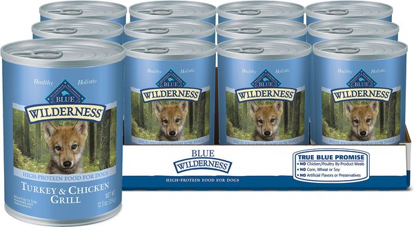 Blue Buffalo Wilderness Turkey & Chicken Grill Grain-Free Puppy Canned Dog Food, 12.5-oz, case of 12 slide 1 of 9